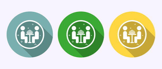 Eating icon button design illustration. Fork, spoon, restaurant icon in shadow button design