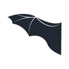 Silhouette of Spooky Bat Wing. Vector Illustration in Flat Style