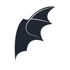 Silhouette of Spooky Bat Wing. Vector Illustration in Flat Style
