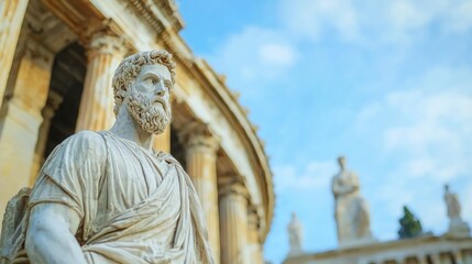 Obraz premium Majestic Aristotle Statue Ancient Greek Philosophy Classical Sculpture History Archite