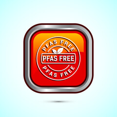 Fototapeta premium PFAS free icon design illustration, PFAS free label, badge. Proper nutrition. Orange color square button design