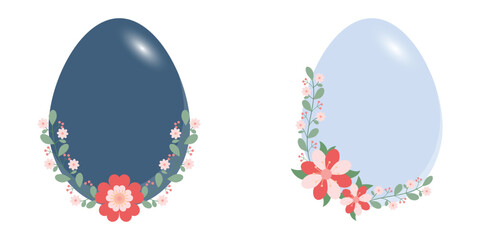 Blue Eggs With Orange Yellow Flowers And Leaves Decoration