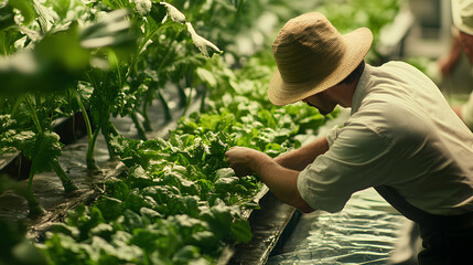 fresh and healthy green vegetable gardener