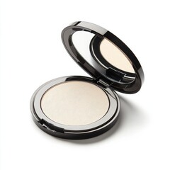 A small white and black compact powder compact