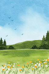 Beautiful watercolor scenery background illustration