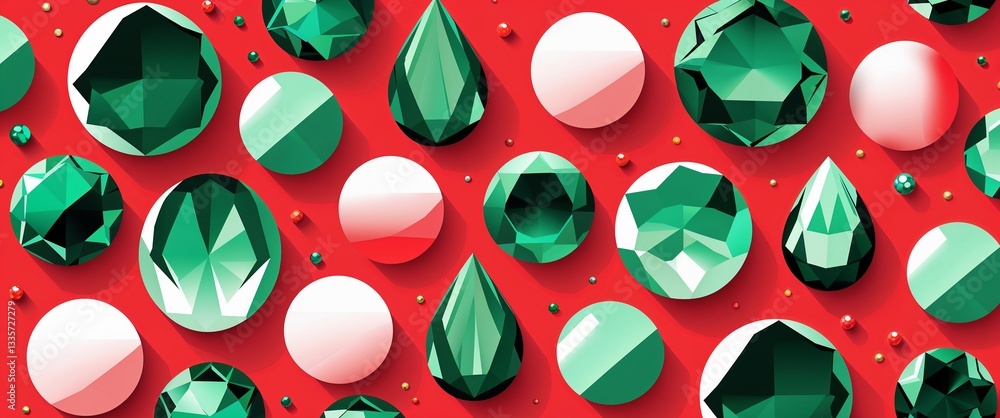 Poster peridot pattern on red plain background digital abstract art work illustration design