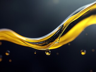 Golden oil flowing, dark background