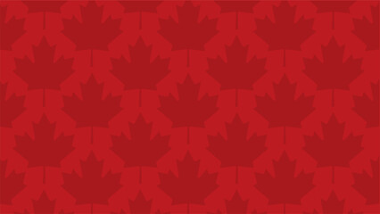 A striking, monochromatic vector seamless pattern featuring rows of stylized maple leaf silhouettes in a classic red color. The dense, layered arrangement creates a bold, patriotic