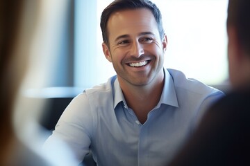 Smiling Businessman in Casual Meeting