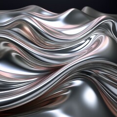 Silver holographic foil. Abstract chrome waves background. Hologram texture. Premium quality. Modern design. abstract 3d wave background