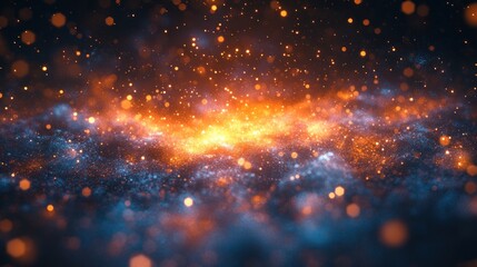 Cosmic Dust and Nebula: A Celestial Tapestry of Orange and Blue