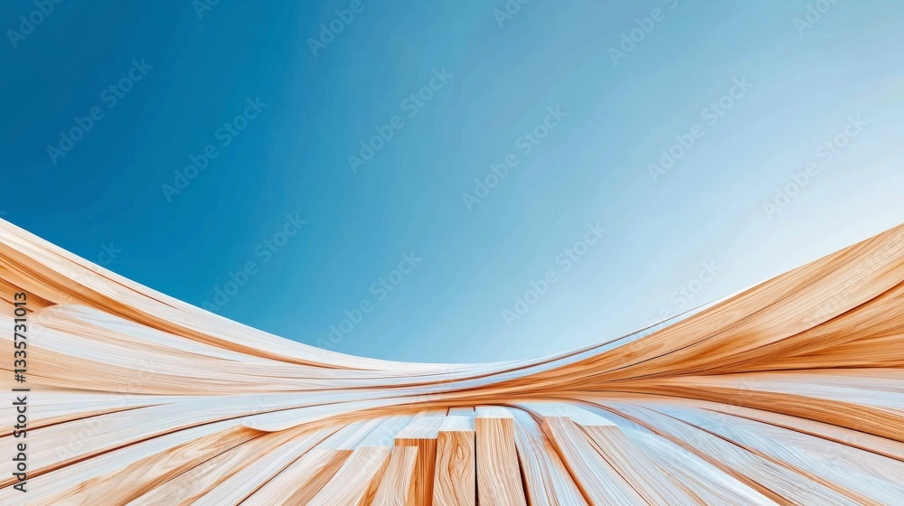 Poster abstract wooden waves ai generated architecture design
