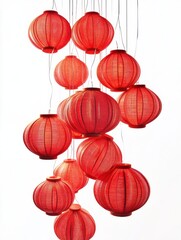 A series of red lanterns hanging from the ceiling