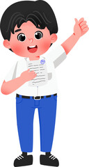 Cheerful Student Holding Paper Illustration