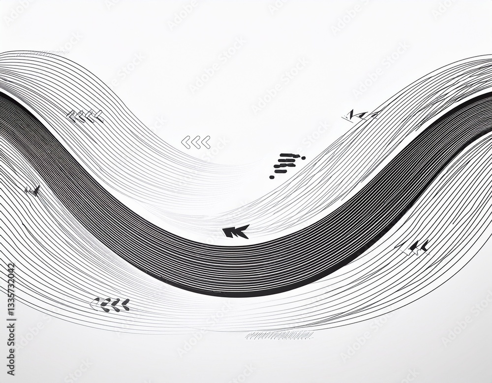 Aufkleber white abstract vector long minimal banner. light neutral background with arrows and copy space for t