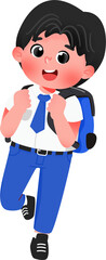 Playful Student with Backpack Illustration