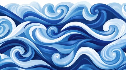 Abstract Ocean Wave Pattern with Shades of Blue and Dynamic Movement