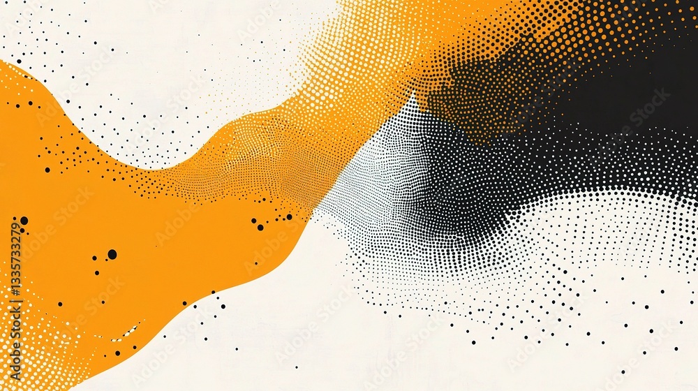 Poster abstract fluid: a striking visual composition with a dynamic blend of orange and grey hues. this art