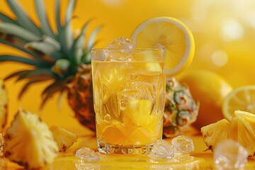 Detailed Picture of Yellow Iced Tea with Pineapple, Lemon