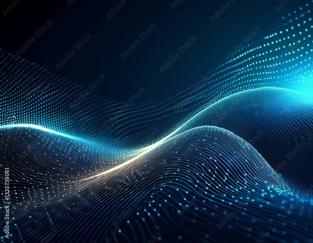 Poster futuristic cybernetic patterns, futuristic shimmering particles 3d abstract background, futuristic b