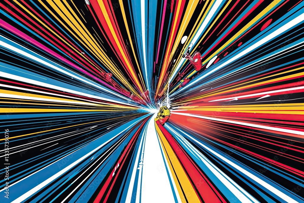 Poster dynamic colorful radial line design for vibrant action racing graphics