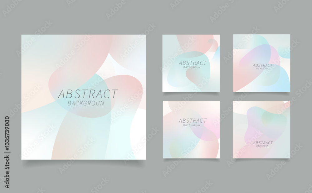 Wall mural set of abstract vector backgrounds with line waves.vector illustration. social media feed post templ