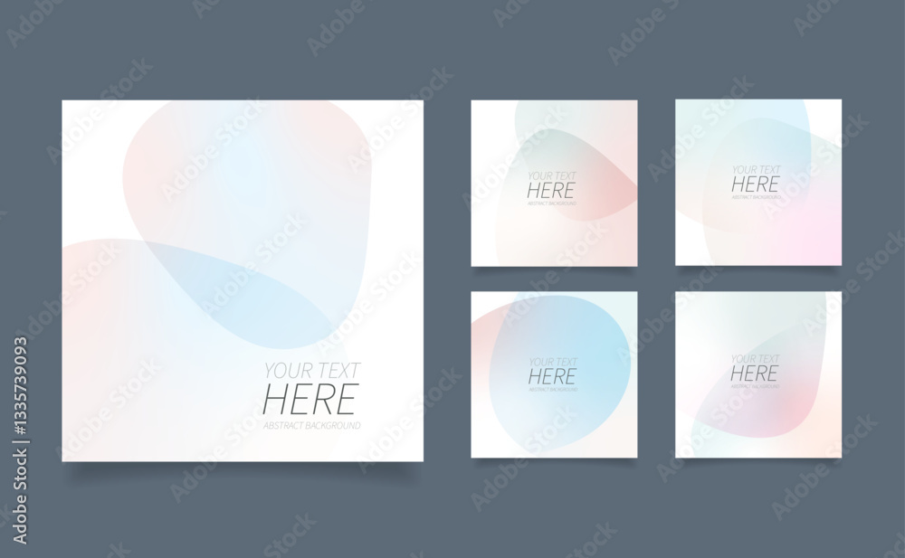 Wall mural social media feed post template set in grid puzzle style with organic shape background. set of abstr