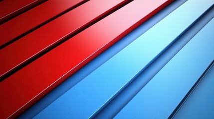 Fototapeta premium Red and Blue Stripes: An abstract design composed of alternating bold red and blue stripes, creating a dynamic visual pattern with a sense of movement and depth. The stripes are rendered with a sleek.