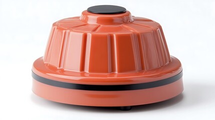 Orange dome-shaped foot pedal on white background.