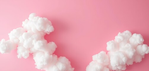 Soft pink background with fluffy white clouds, perfect for Valentine's Day, pastel, february