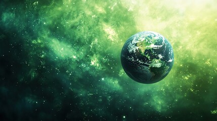 Planet Earth in a Cosmic Embrace: Our home, planet Earth, floats gracefully in the vast expanse of space, set against a backdrop of swirling nebulas and radiant stardust.