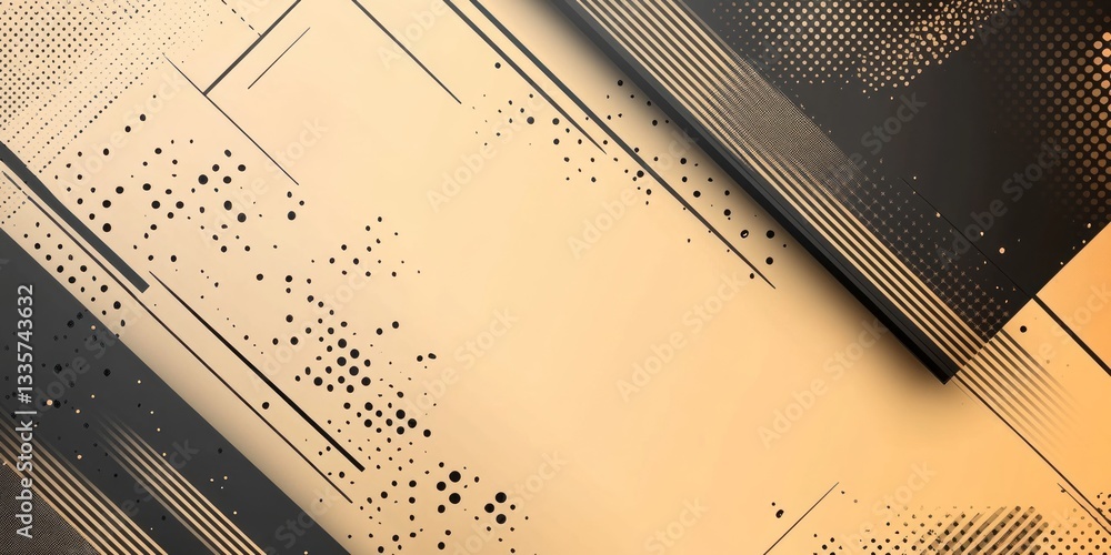 Poster abstract background features dark angled lines and speckled design