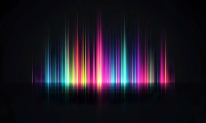 Colorful Abstract Light Display with Vibrant Neon Waves Reflecting against a Dark Background Creating a Modern and Energetic Atmosphere