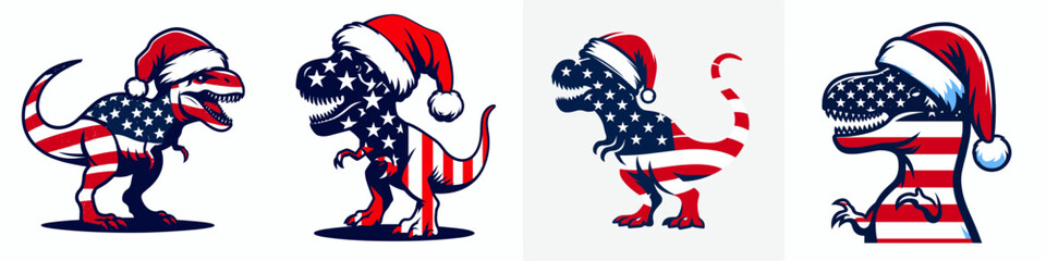 T rex wear santa hat as Santa Claus 0803 2237 vector graphic simple minimalist silhouette a jolly prehistoric holiday doodle