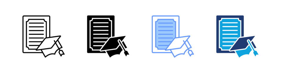 Certificate Multi Style Icon Set Vector 