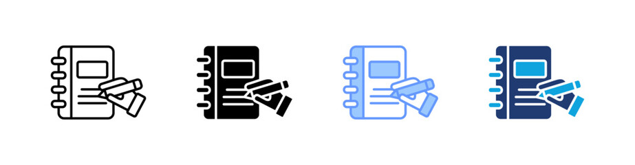 Notebook Multi Style Icon Set Vector 