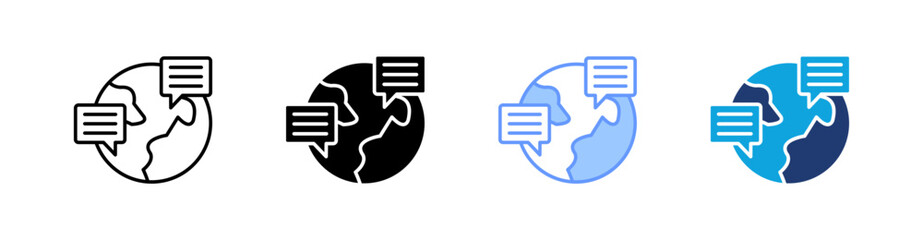 Foreign Language Multi Style Icon Set Vector 