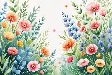 Elegant Watercolor Floral Meadow Design Inspired by Serene Nature Patterns and Illustrations