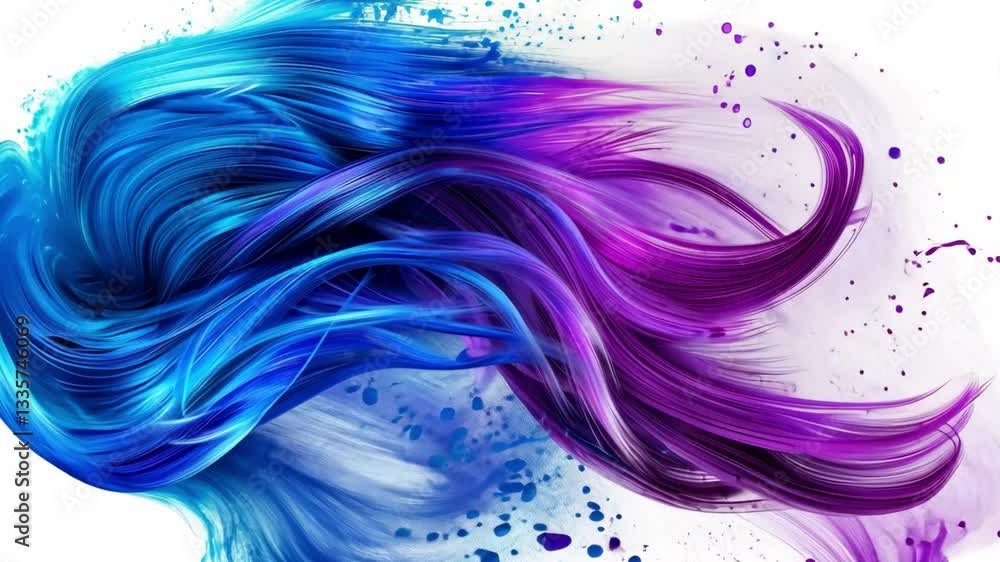 Poster vibrant swirl of blue and purple paint creates dynamic and artistic abstract design, evoking sense o
