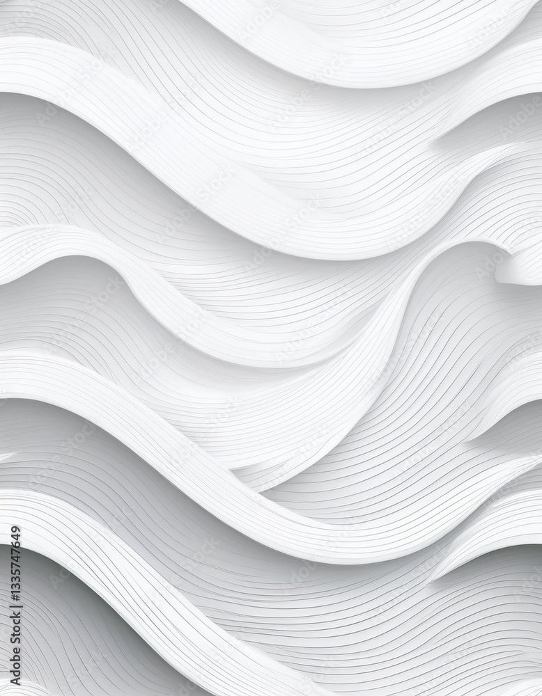 Poster stylish and modern minimalist seamless white wave texture pattern background with monochromatic colo