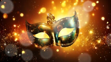 elegant mask with smooth and soft animated background image for party video background, event costume, dance party, holiday, New Year, Carnival, Mardi Gras, sparkling lights