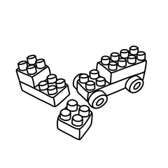 Toy bricks for kids. Thin line illustration.
