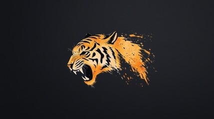 Fierce Tiger Mascot Logo in Vibrant Watercolor Style