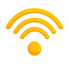 Obraz premium isolated transparent Background. Minimalist yellow WiFi signal icon with three arcs and circular base