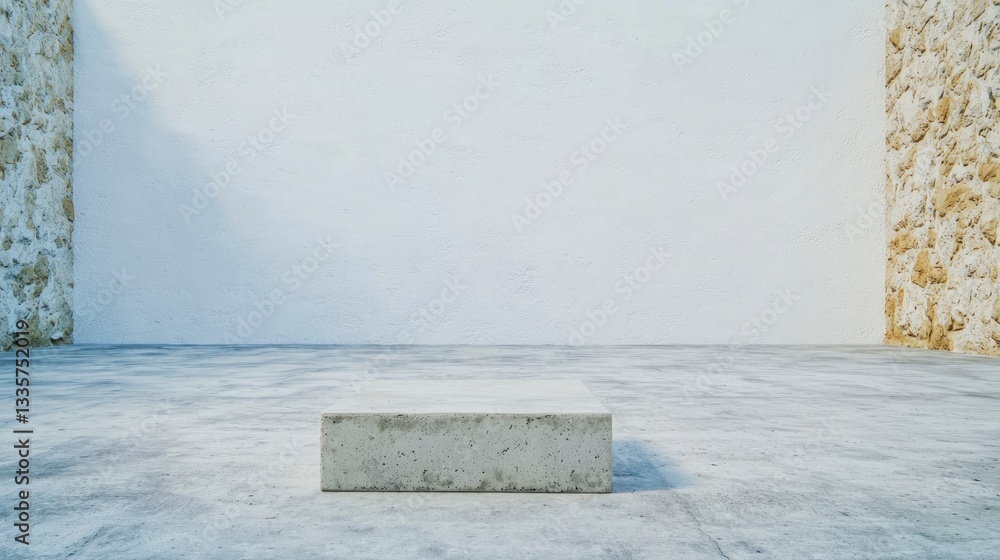 Poster Minimalist Concrete Shelf  Empty Product Display  Studio Background