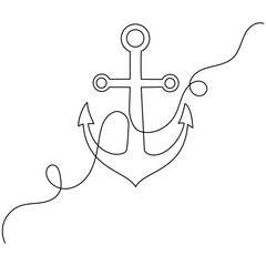 Ship anchor single-line art elegantly captures the strength and stability of an anchor, using a continuous line to symbolize steadfastness and security.