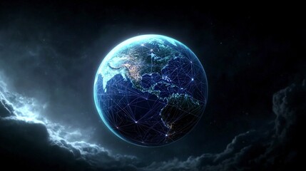 Fototapeta premium Global Network Interconnected World Digital Connections Futuristic Earth