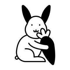rabbit carrying carrot black icon
