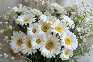 Fototapeta premium Delicate Cluster of Fresh White Daisies in a Soft Floral Arrangement
