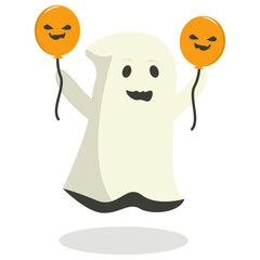 Illustration of Spooky Halloween Ghost. Vector Character.